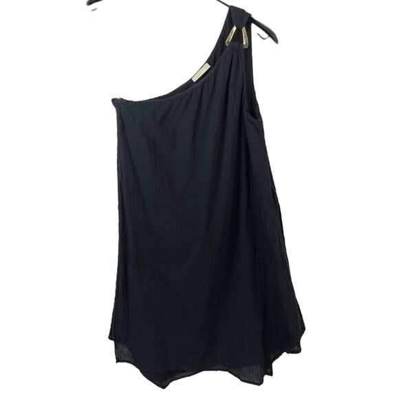 Michael Kors Black Cotton One Shoulder Layer Dress Size S - Picture 3 of 9